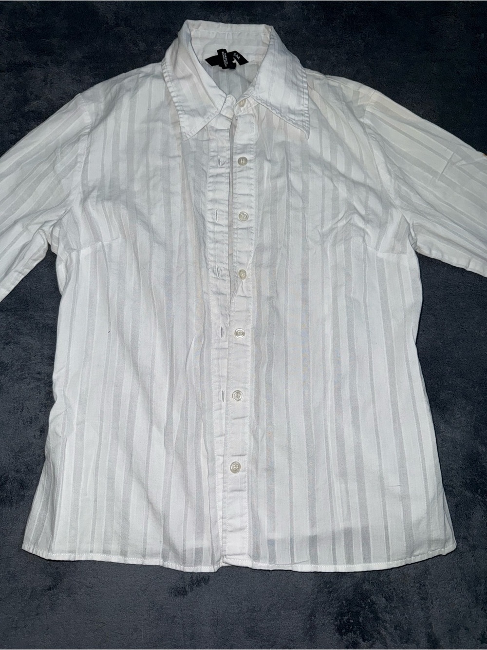 H&M White Subtle-Stripe Button Front Blouse